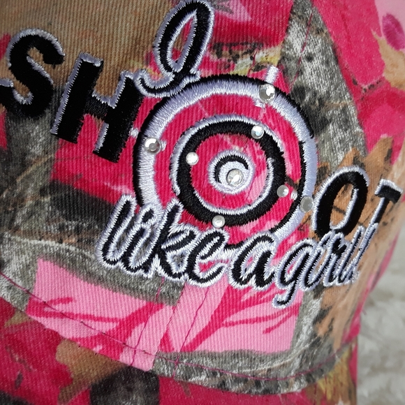 Pink Camo Gun Target Shooting Hunting Hat Baseball Cap - Picture 5 of 5